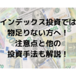 インデックス投資では 物足りない方へ！ 注意点と他の 投資手法も解説！