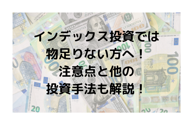 インデックス投資では 物足りない方へ！ 注意点と他の 投資手法も解説！